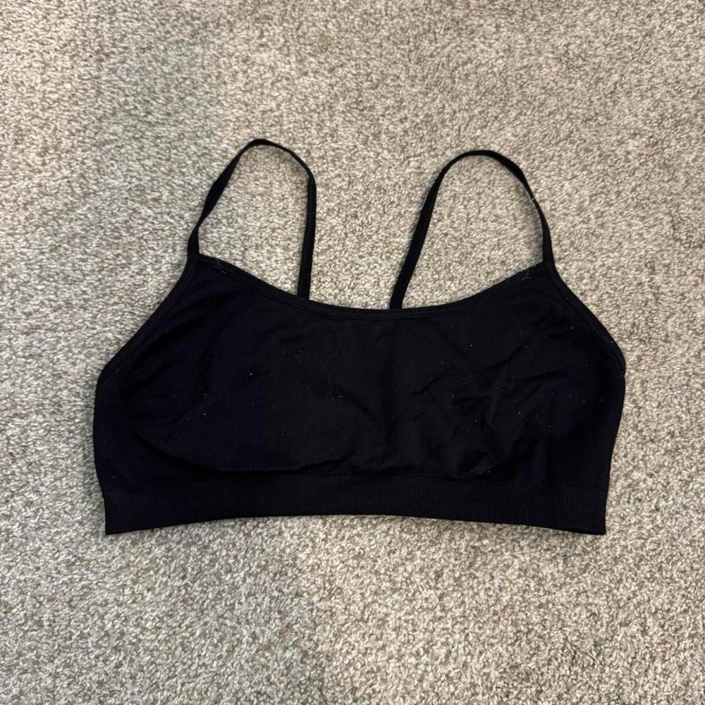 Splits59 Womens Seamless Ribbed Sports Bra Black XS/S Spaghetti Strap Bralette